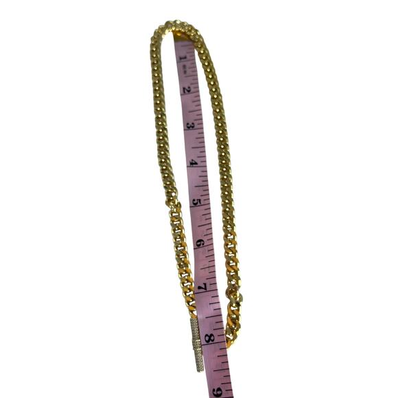 Cuban Link Gold Plated Chain Toggle with CZs 16 in - Picture 5 of 5